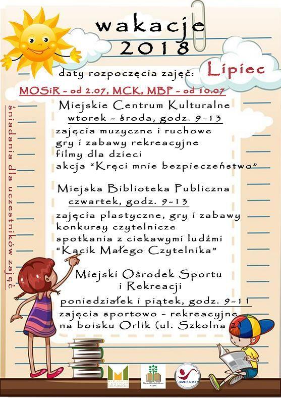Wakacje 2018 - ogłoszenie o naborze na zajęcia wakacyjne