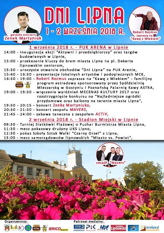 Dni Lipna 2018 r. - program uroczystości 
