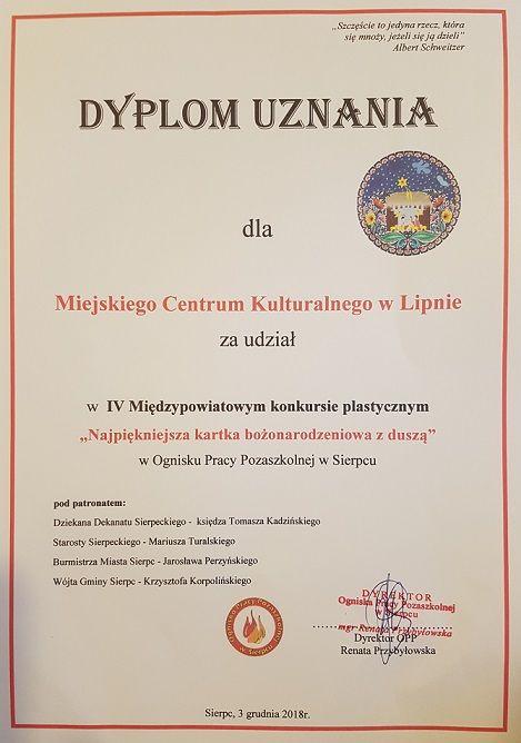 Wyróżnienia na konkursie plastycznym na kartę bożonarodzeniową 