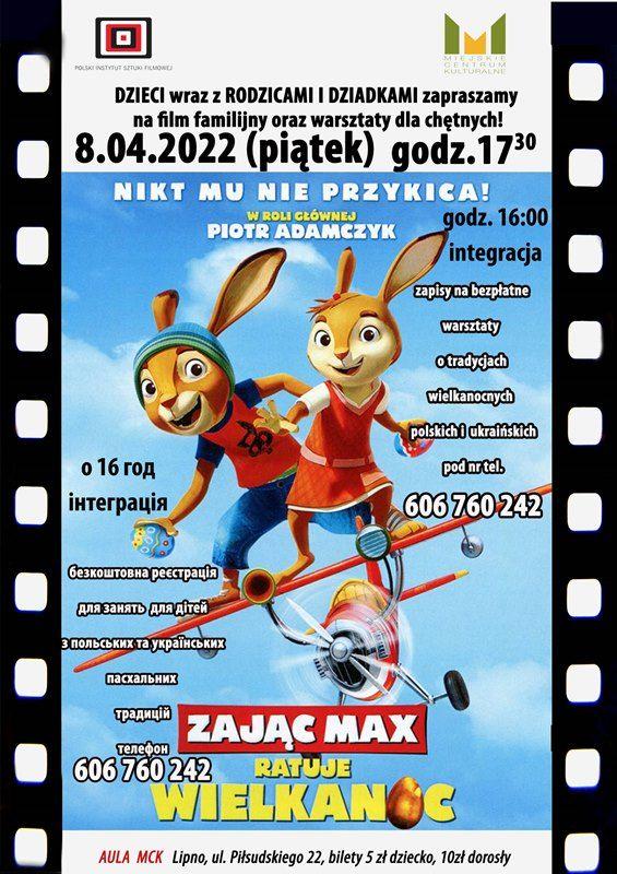 Familijny Klub Filmowy: ,,Zając Max ratuje Wielkanoc'', film z prelekcją i zajęciami integracyjnymi