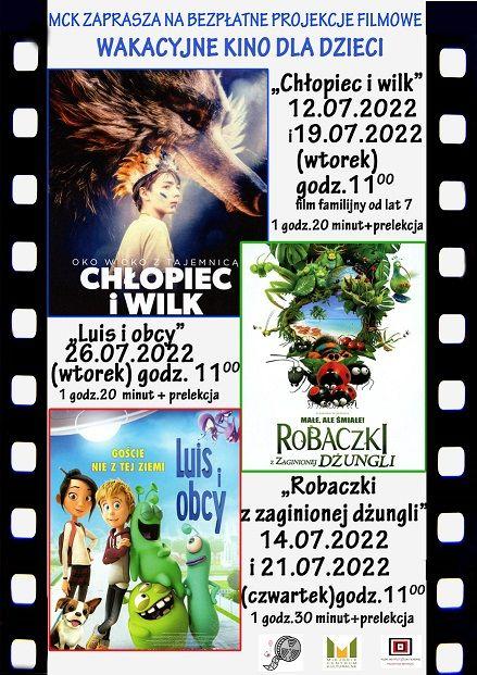 MCK ZAPRASZA NA BEZPŁATNE PROJEKCJE FILMOWE Z PRELEKCJAMI: WAKACYJNE KINO DLA DZIECI