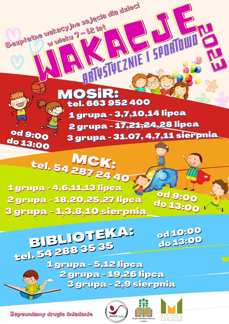 WAKACJE W MIEŚCIE- ZAPISY NA ZAJĘCIA MCK, MBP ORAZ MOSiR!